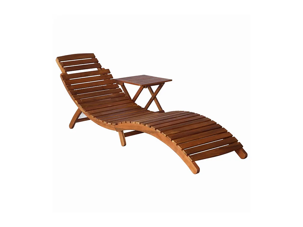 Chaise longue avec table Bois d'acacia massif Marron