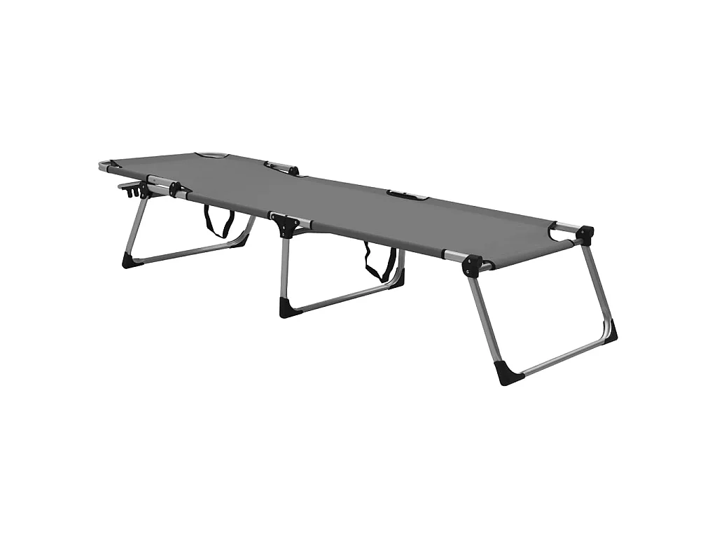 Chaise longue pliable extra haute pour seniors Gris Aluminium