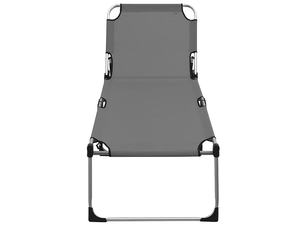 Chaise longue pliable extra haute pour seniors Gris Aluminium
