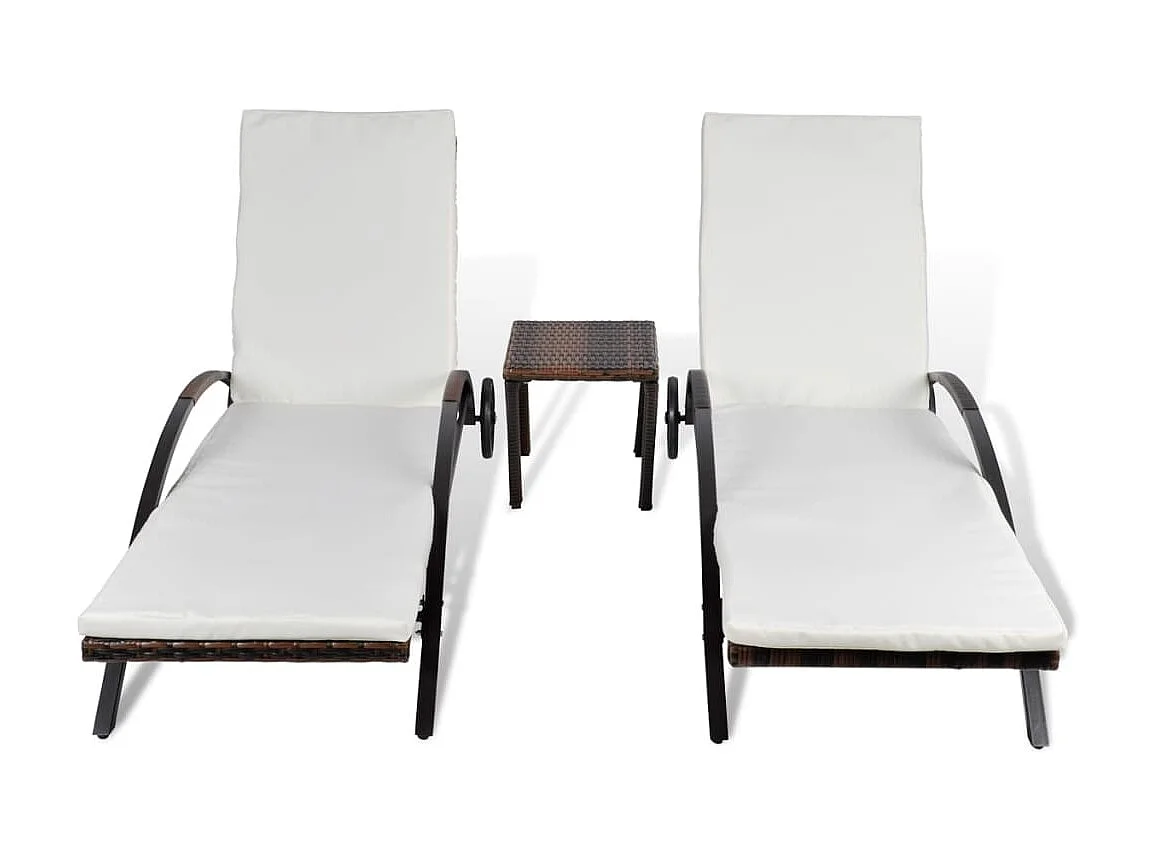 Sillones con mesa Resina trenzada Marrón