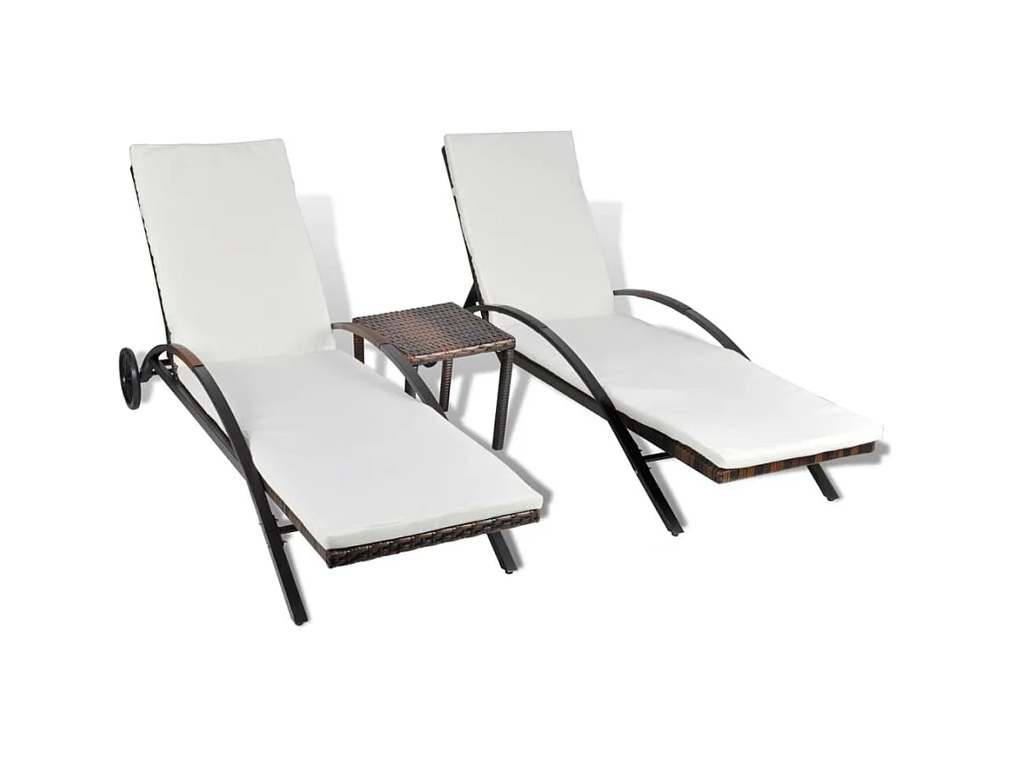 Poltrone lounge con tavolo Resina intrecciata Marrone