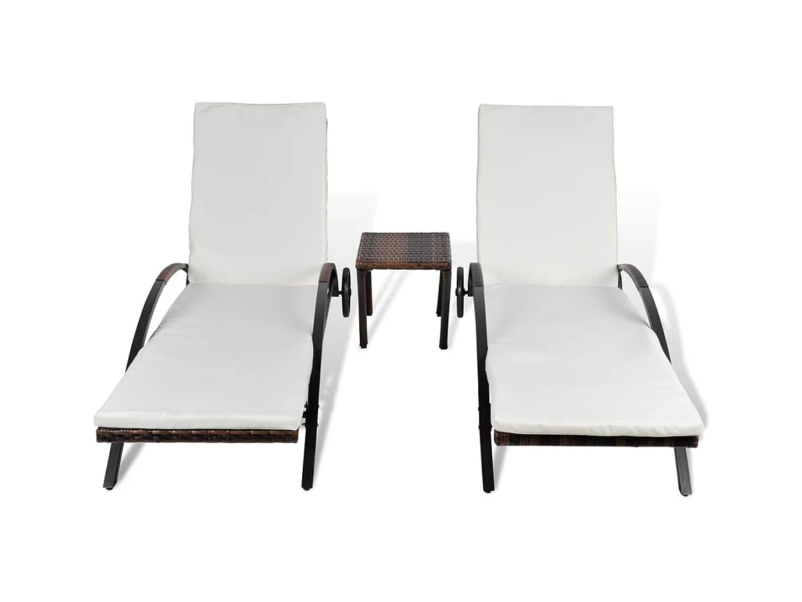 Poltrone lounge con tavolo Resina intrecciata Marrone