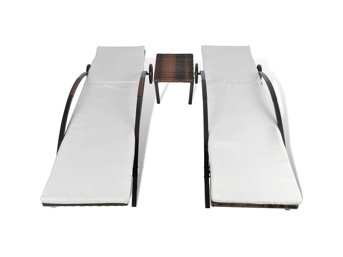 Poltrone lounge con tavolo Resina intrecciata Marrone