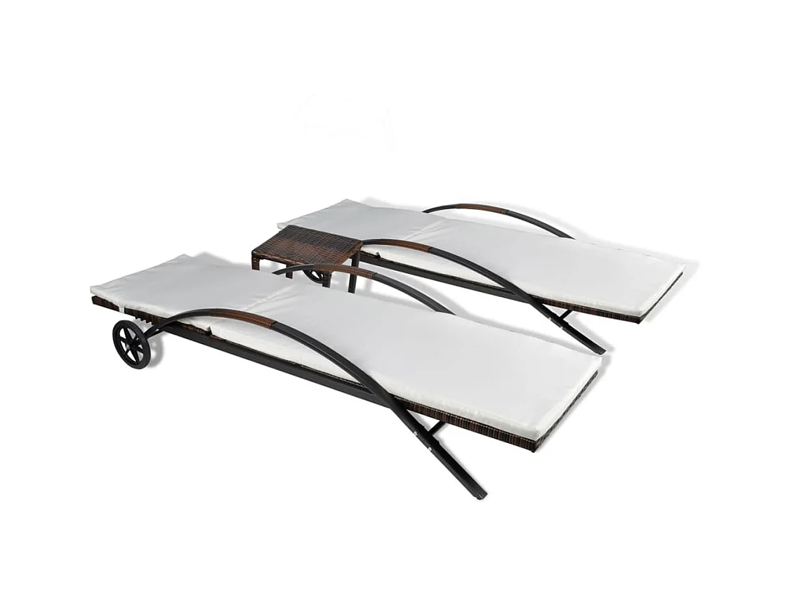 Poltrone lounge con tavolo Resina intrecciata Marrone