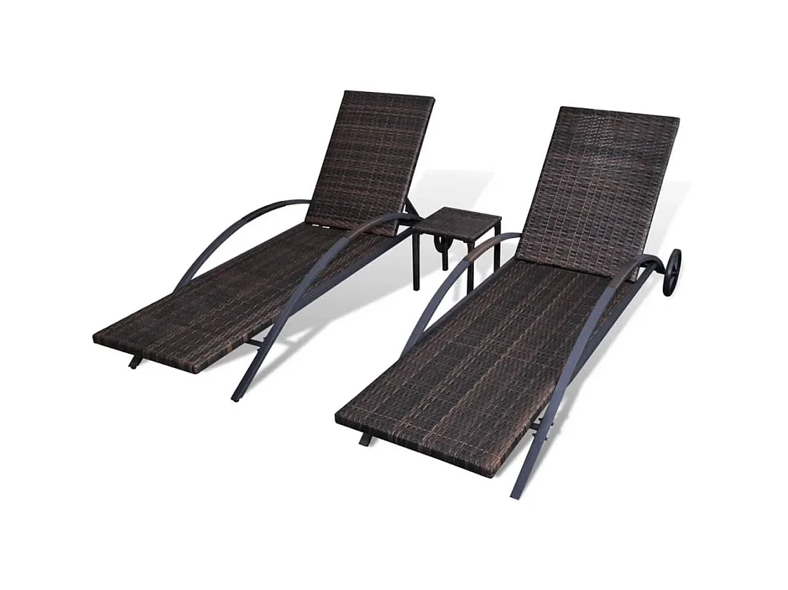 Poltrone lounge con tavolo Resina intrecciata Marrone