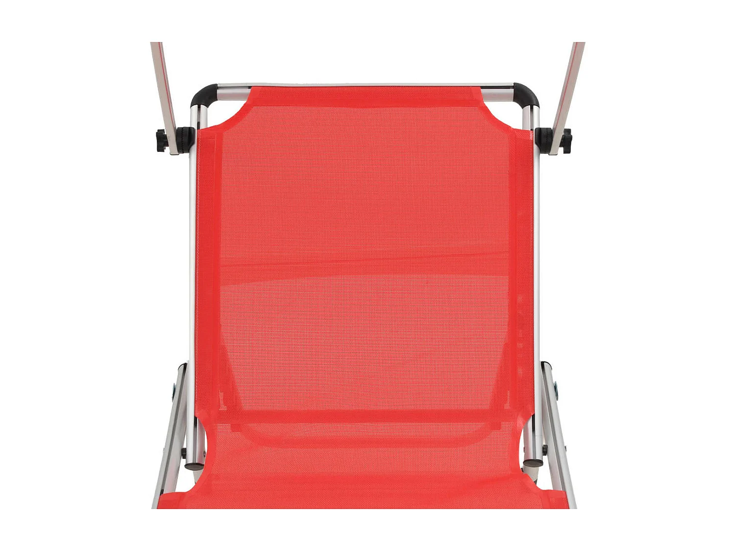Chaises longues pliables et toit 2pcs Aluminium textilène Rouge