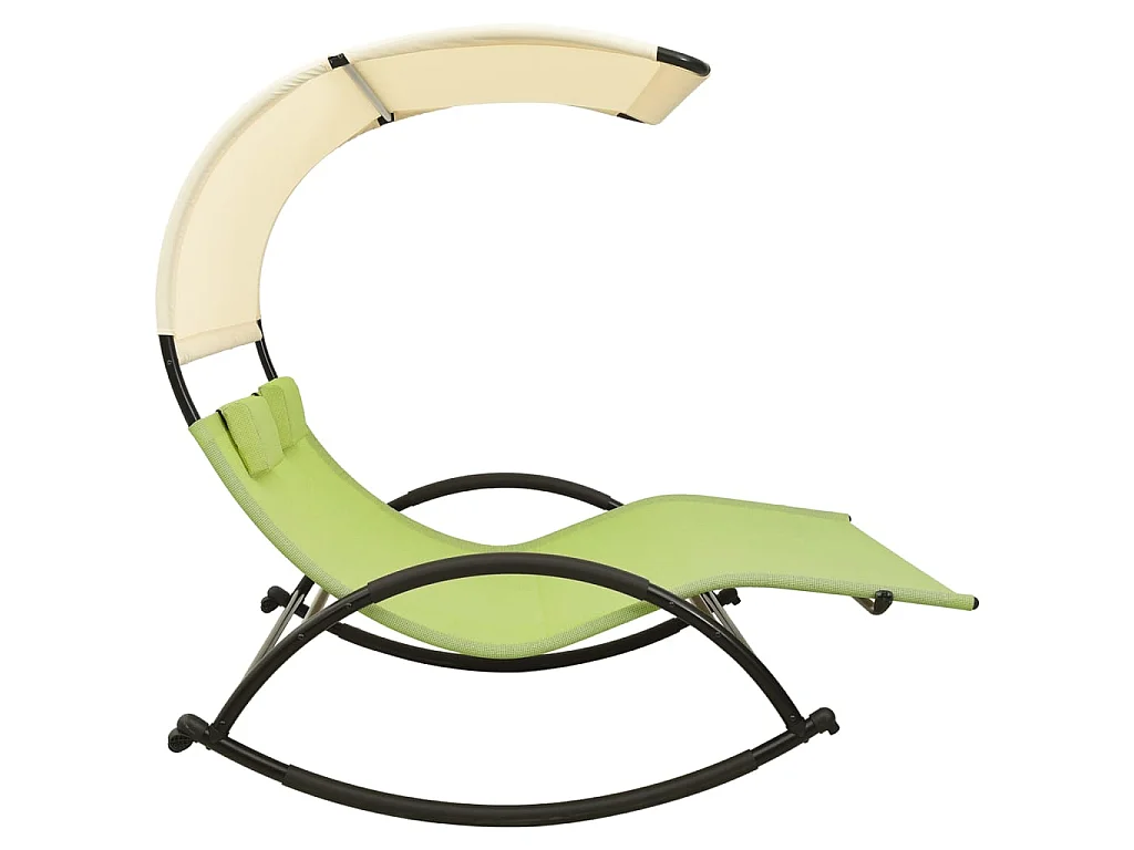 Sillón doble con dosel Textilene Verde y crema