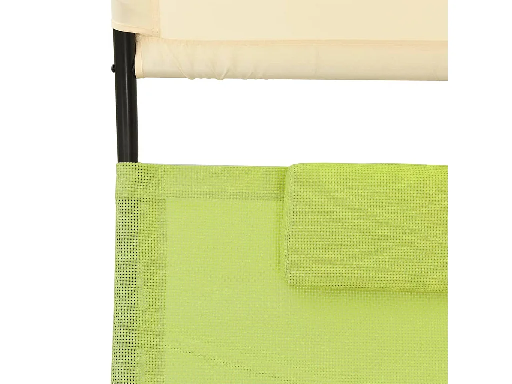 Sillón doble con dosel Textilene Verde y crema