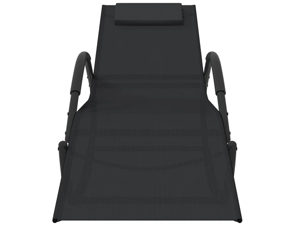 Chaise longue à bascule Noir Acier et textilène