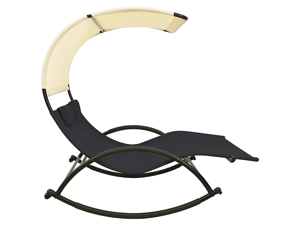 Poltrona lounge doppia con baldacchino in Textilene Nero e crema