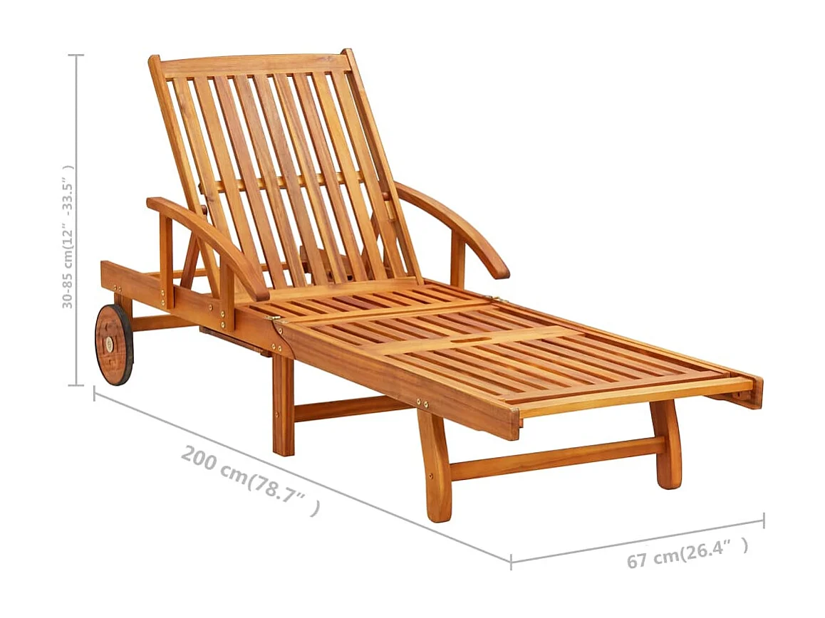 Tuinligstoel met tafel en kussen Acaciahout