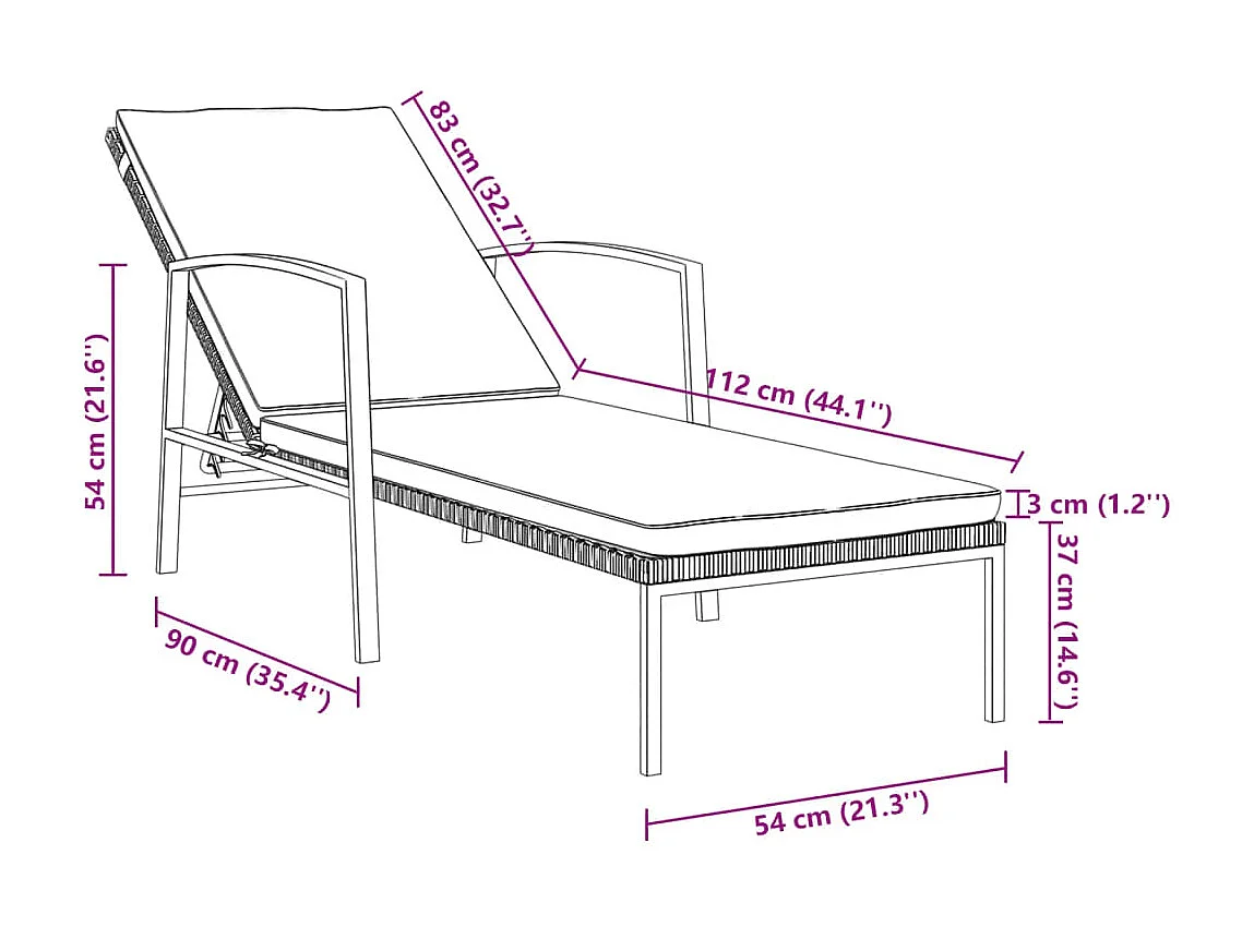 Sillón de jardín con cojín Mimbre resina Gris