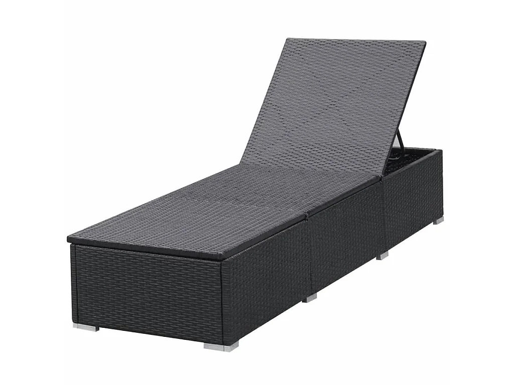 Chaises longues avec coussins 2 pcs Résine tressée Noir