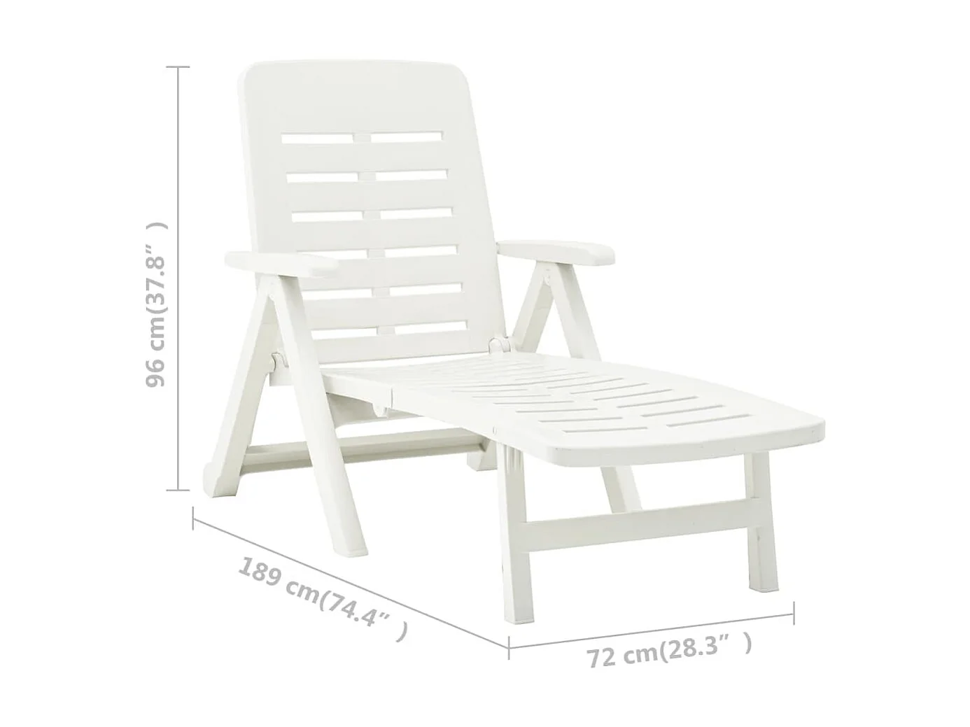 Chaise longue pliable Plastique Blanc