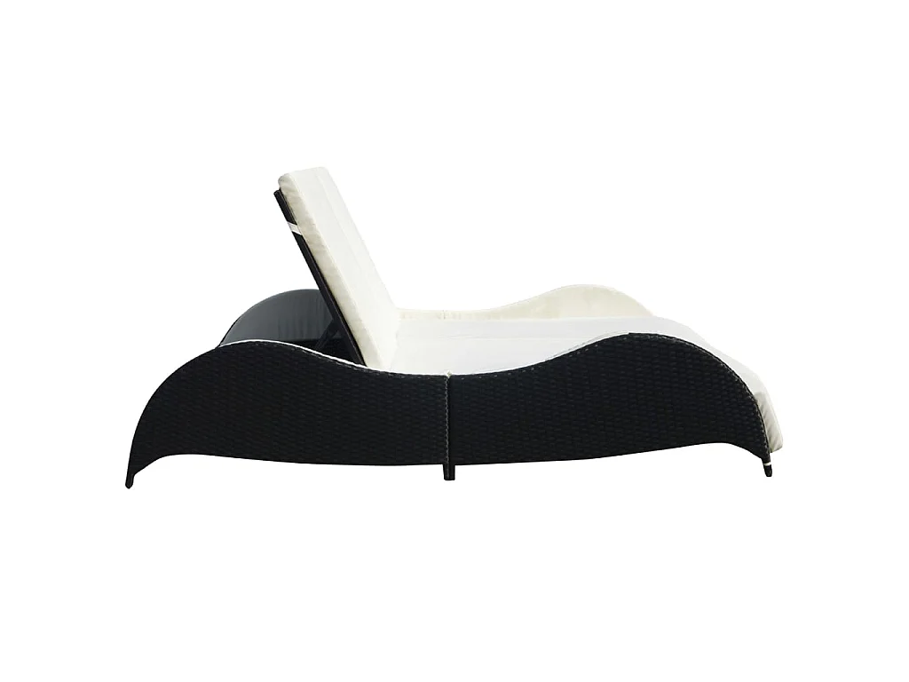 Poltrona lounge doppia con cuscino In resina intrecciata Nera