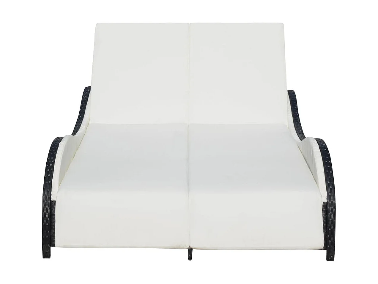 Chaise longue double avec coussin Résine tressée Noir