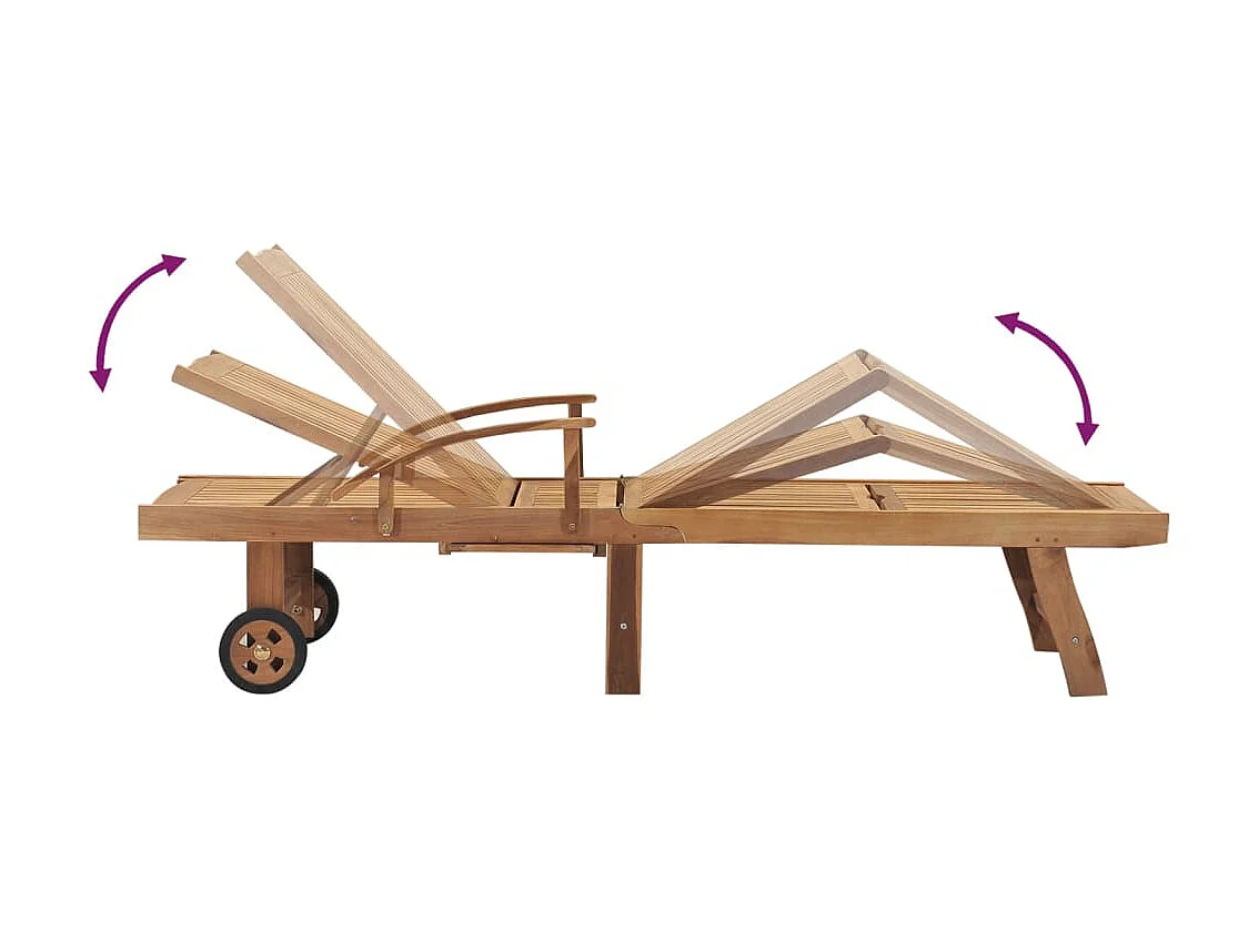 Chaise longue avec table Bois de teck solide