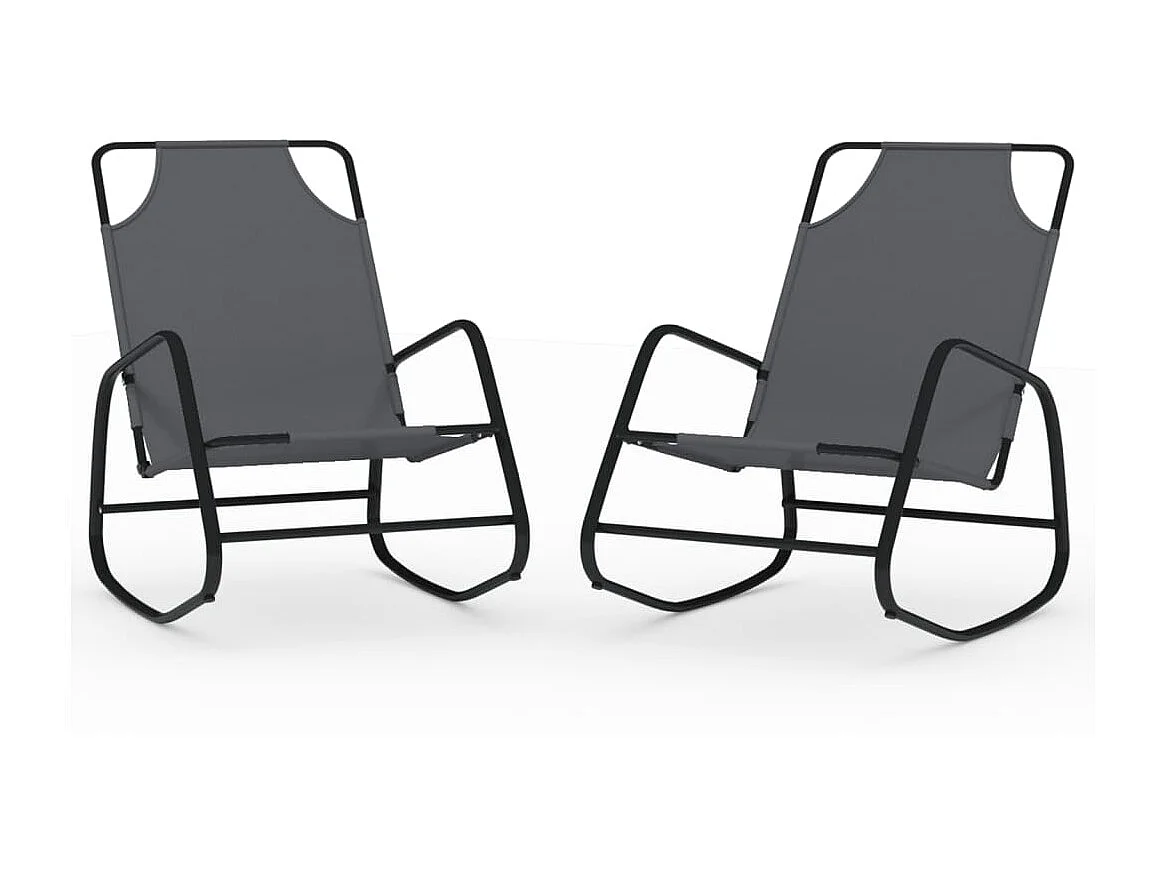 Chaises longues à bascule 2 pcs Gris Acier et textilène