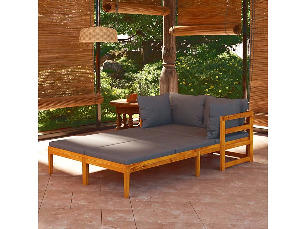 Sillones con cojines gris oscuro 2 piezas Acacia maciza