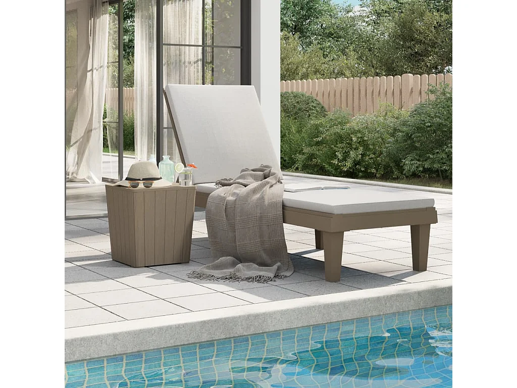 Chaise longue marron clair 155x58x83 cm polypropylène