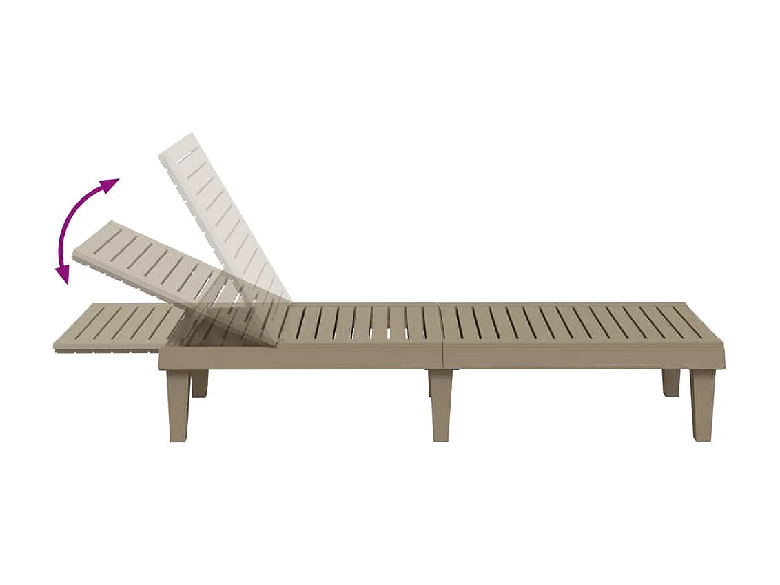 Chaise longue marron clair 155x58x83 cm polypropylène