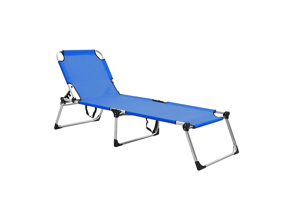 Extra hoge opvouwbare loungestoel voor senioren Blauw Aluminium