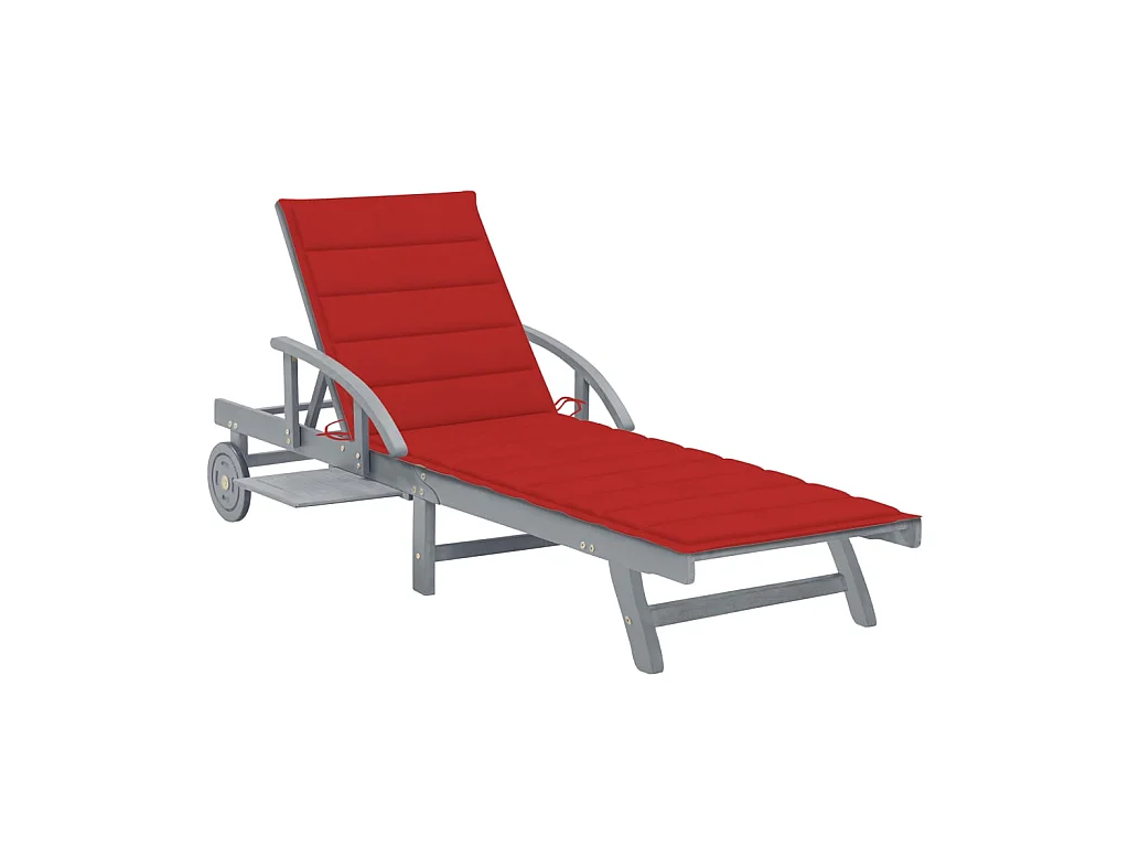 Chaise longue de jardin avec coussin Bois d'acacia solide