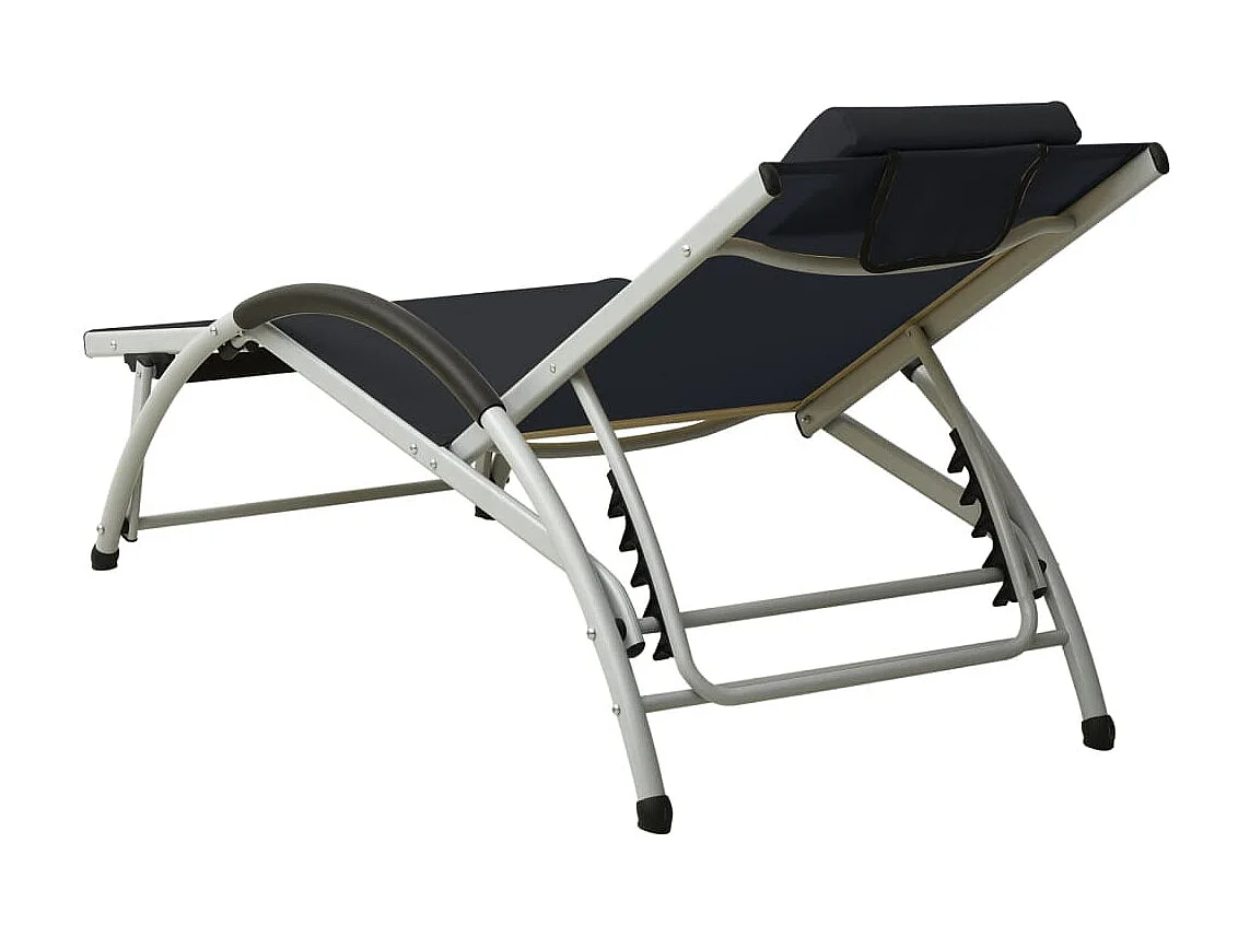 Chaise longue avec oreiller Textilène Noir