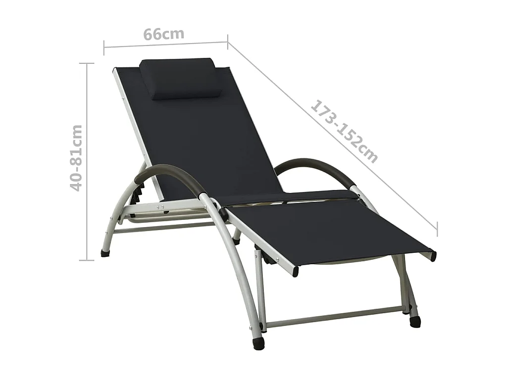 Poltrona lounge con cuscino in Textilene Nero