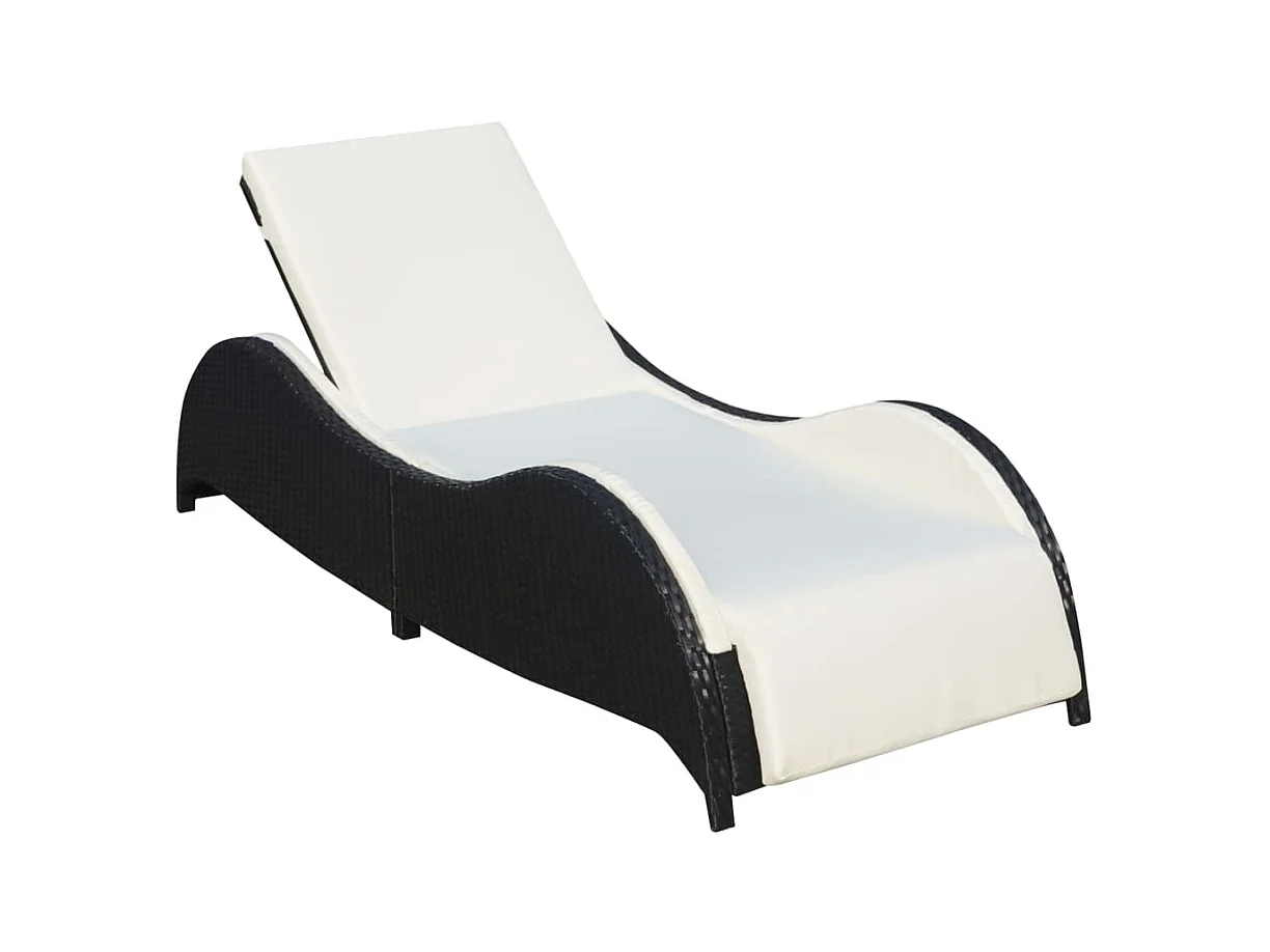 Poltrona lounge con cuscino In resina intrecciata Nera
