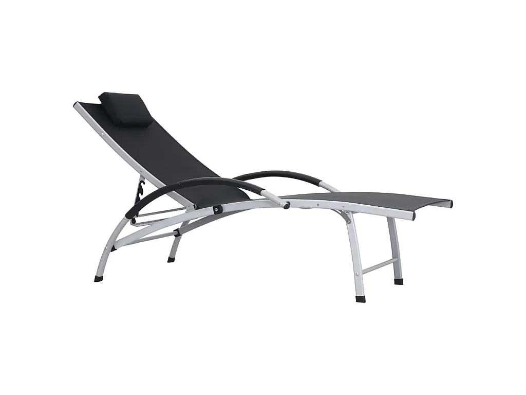 Chaise longue Aluminium Textilène Noir