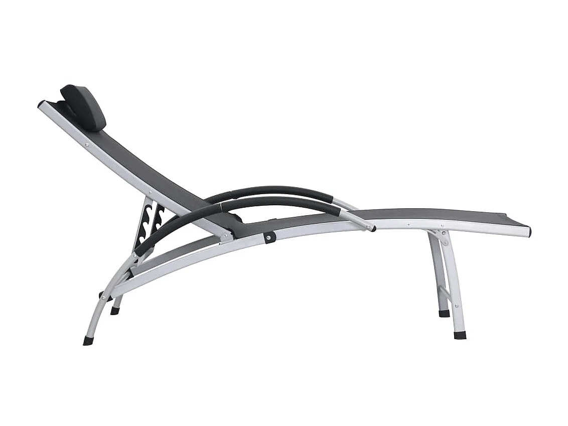 Chaise longue Aluminium Textilène Noir