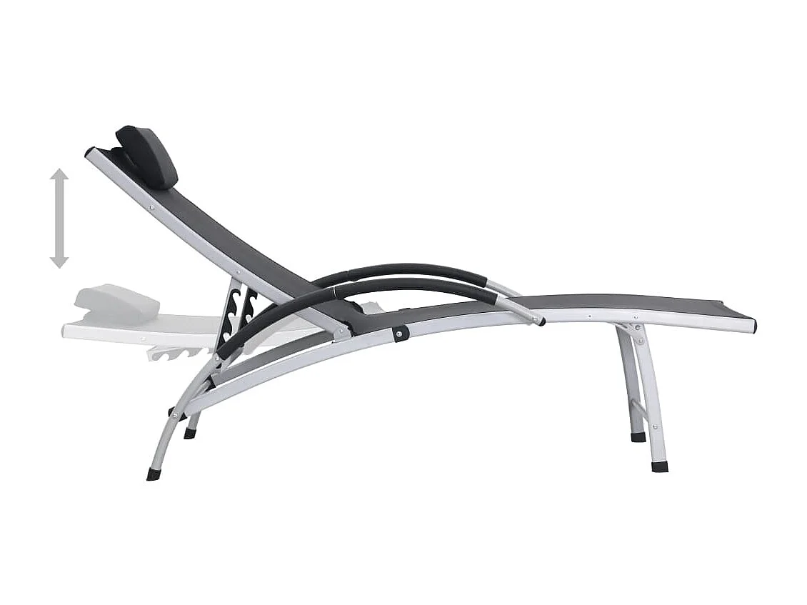 Chaise longue Aluminium Textilène Noir
