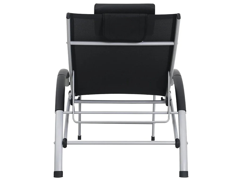 Chaise longue Aluminium Textilène Noir