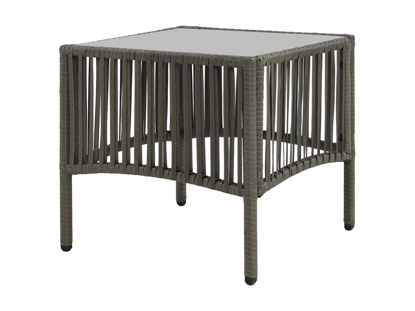 2 poltrone lounge con tavolo in resina intrecciata grigia