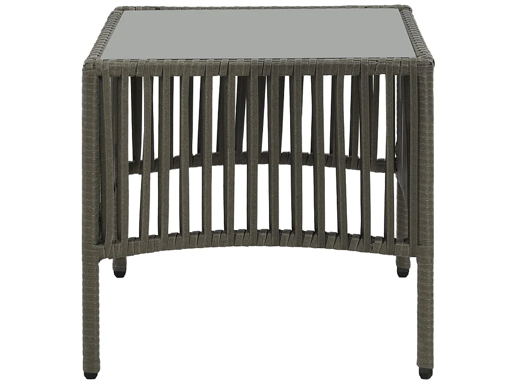 2 poltrone lounge con tavolo in resina intrecciata grigia