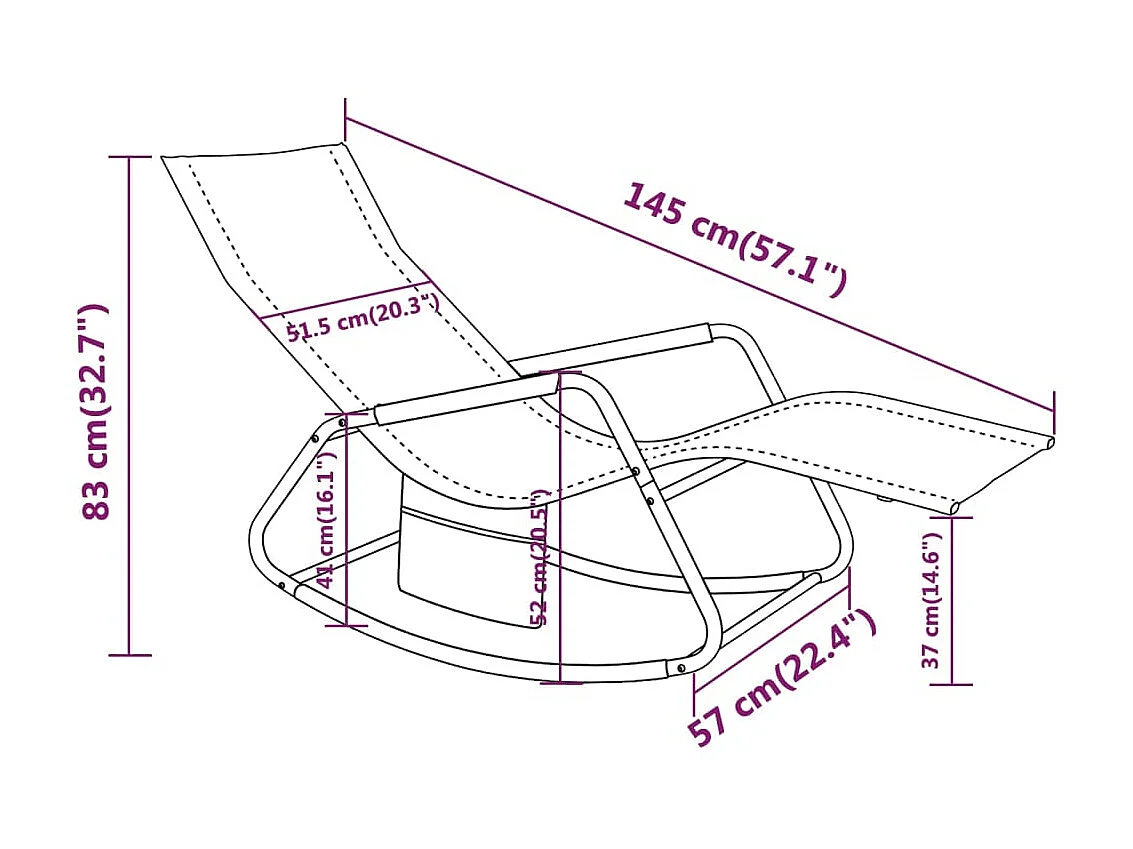 Chaise longue Acier et textilène Noir