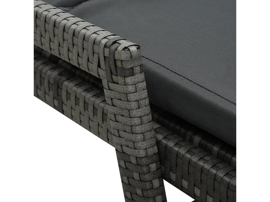 Chaise longue avec coussin Résine tressée Gris