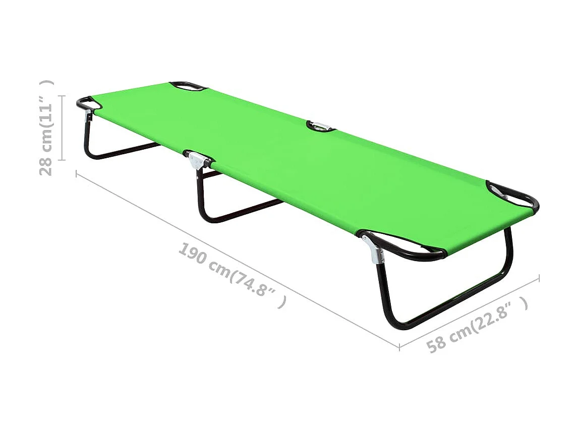 Chaise longue pliable Acier Vert