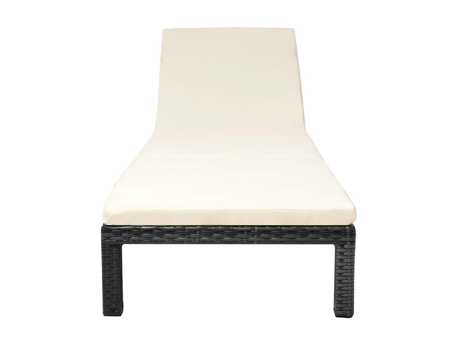 Chaise longue avec coussin Résine tressée Noir