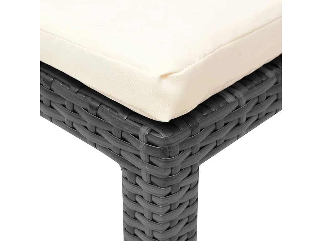 Chaise longue avec coussin Résine tressée Noir