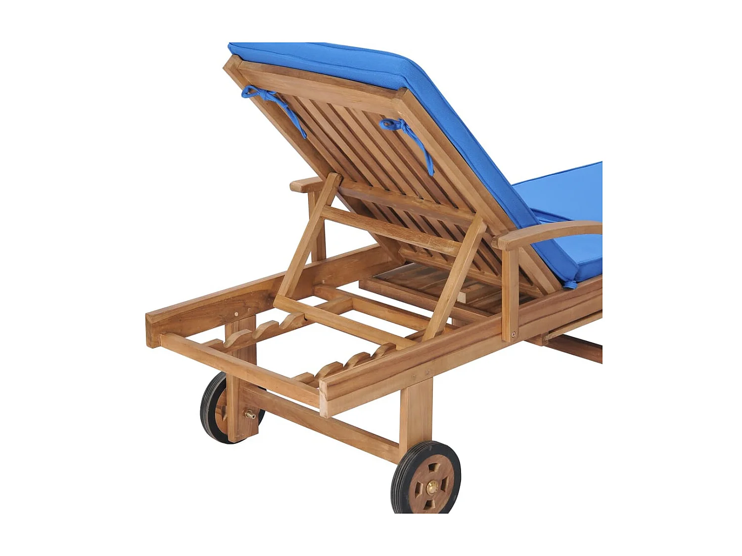 Chaises longues avec coussins 2 pcs Bois de teck solide Bleu