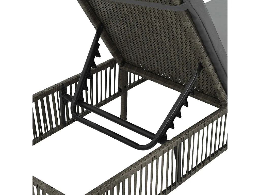 Chaise longue avec coussin Résine tressée Gris