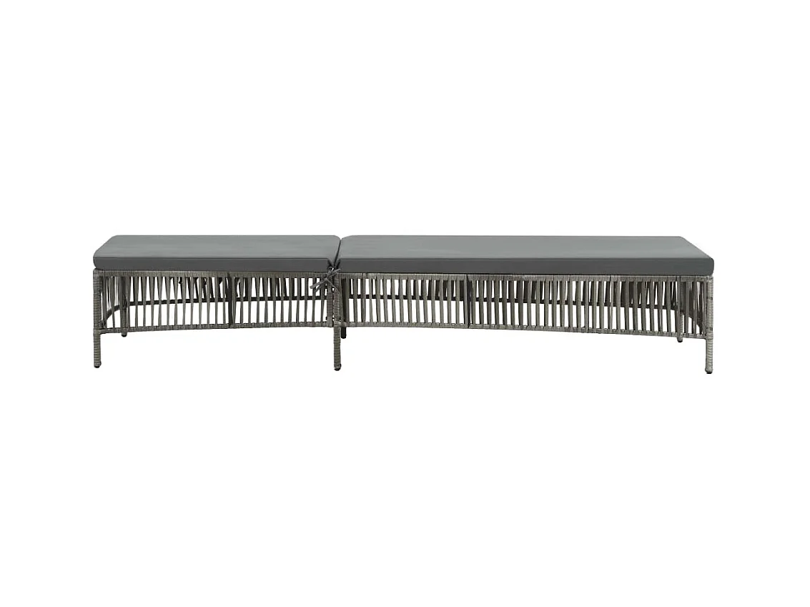 Chaise longue avec coussin Résine tressée Gris
