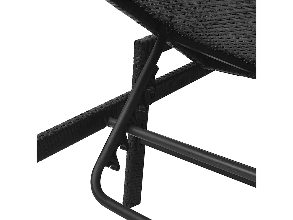 Chaise longue avec coussin Résine tressée Noir