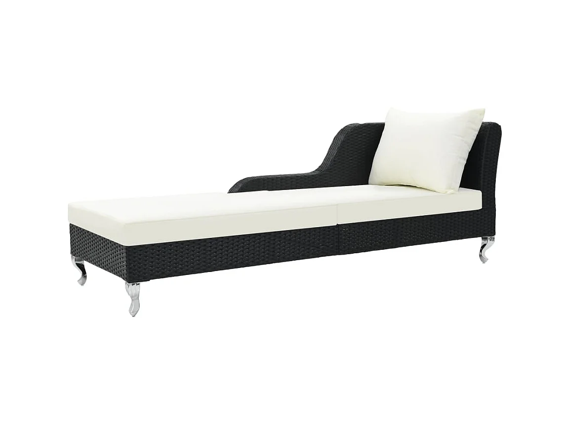 Loungesessel mit Kissen aus Kunstharzgeflecht in Schwarz