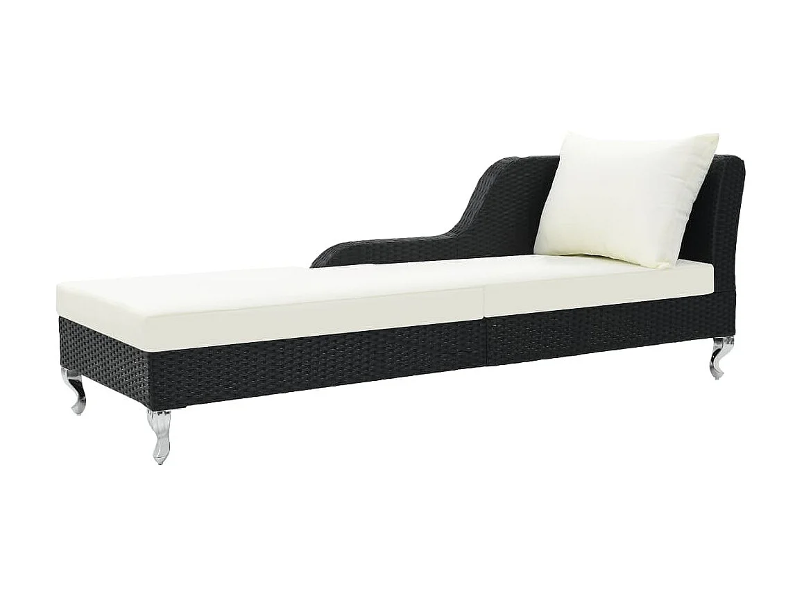 Poltrona lounge con cuscino In resina intrecciata Nera