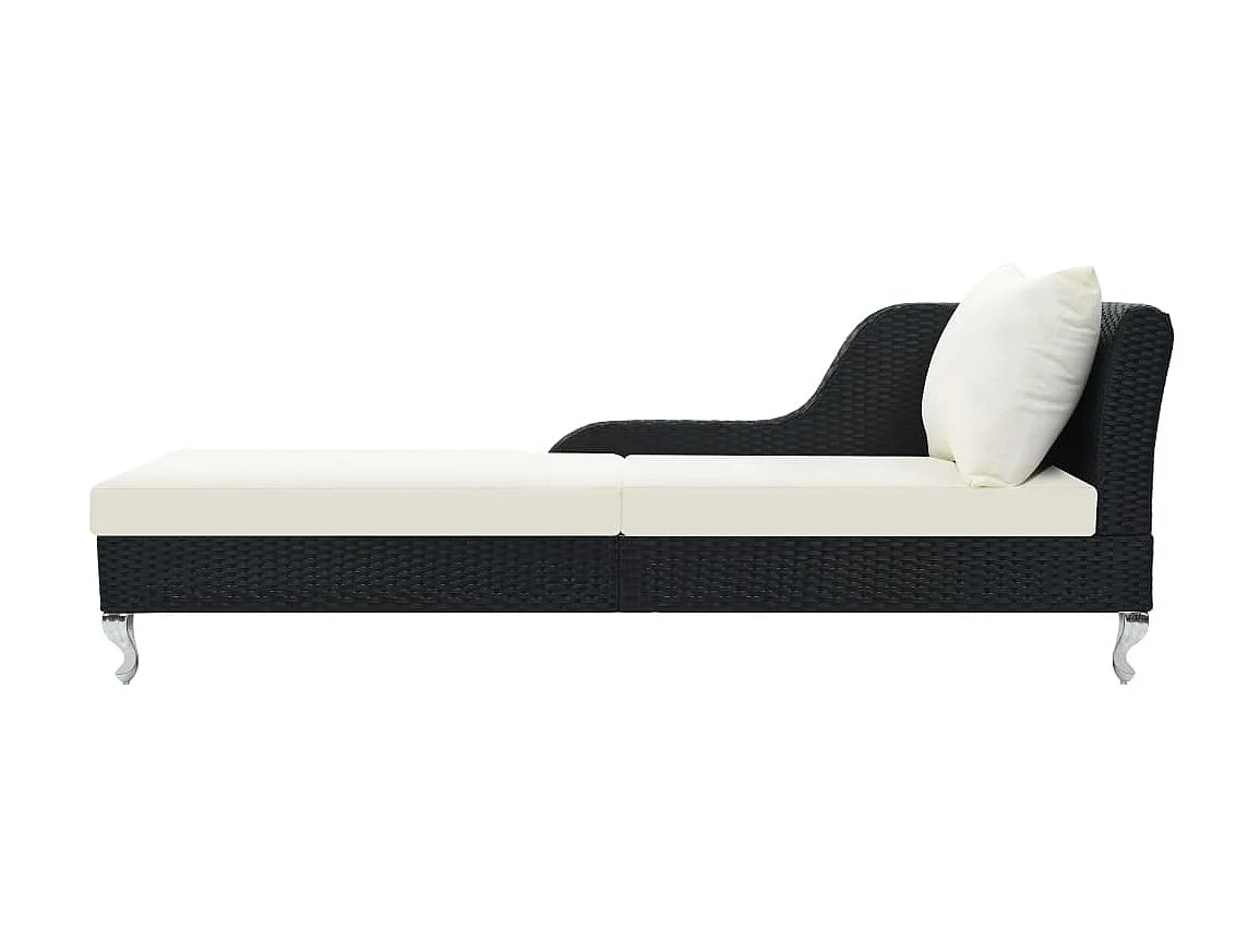 Poltrona lounge con cuscino In resina intrecciata Nera