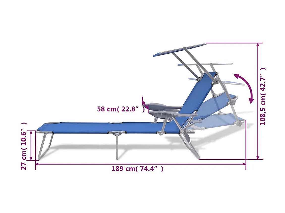 Sedia a sdraio con tettuccio Steel Blue