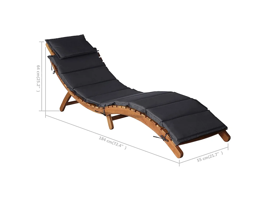 Poltrona lounge con cuscino Legno massello di acacia Grigio scuro